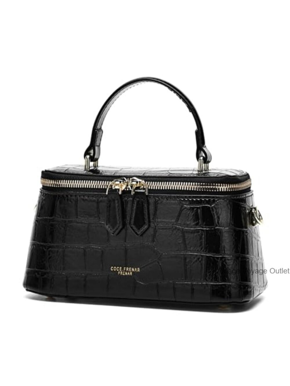 Crocodile-Embossed Mini Crossbody Bag Top Handle Structured Purse
